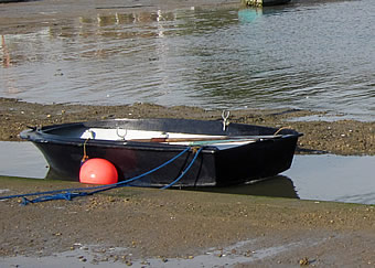 the dinghy on the hard